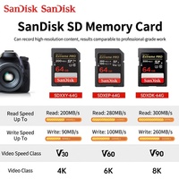 Untuk Kartu Memori SD 64GB 128GB 256GB V60 U3 C10 Kecepatan Tinggi 6K Video Perekaman Berkelanjutan untuk Profesional