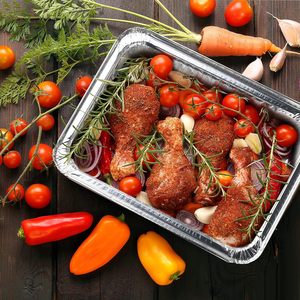 CB47 10 20 50 Pcs Food Grade Disposable Aluminum <b>Foil</b> Food <b>Containers</b> with Plastic Lids 200ml Rectangle Plates - Product Image 3