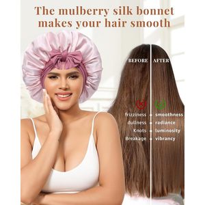 Cuffia di seta di gelso Premium 100% per donne 2 strati reversibili fascia per capelli Wrap per capelli - Product Image 6