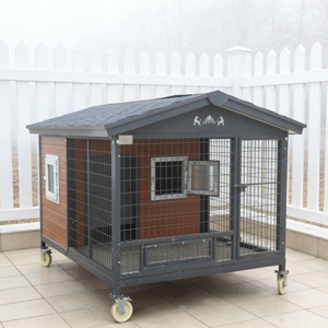 Caseta para Perros Estilo Granja Rústica para Exteriores - Techo a Dos Aguas con Cúpula para Propiedades Rurales - Product Image 2
