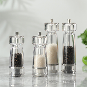 ชุดขวดที่บดเกลือและพริกไทยทำจากพลาสติกใสชุดเครื่องบดขวดโลหะสแตนเลสด้วยมือด้วยมือขนาดมินิล้างออกแบบโลโก้ได้ตามต้องการ - Product Image 1