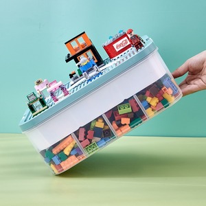 Boîte de <span class=keywords><strong>rangement</strong></span> pour jouets en plastique rectangulaire, créative, pour organiser les blocs de construction, bac de tri, conteneur compartimenté - Product Image 3