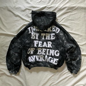 Personnalisé poids lourd lavage à l'acide Hoodies hommes Vintage 100% coton surdimensionné pull à capuche en détresse Streetwear sweat pour homme - Product Image 1