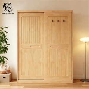 factory wholesale low price customize large stock ready to ship <b>clothes</b> cabinet new design bedroom furniture wood slide wardrobe - Product Image 3