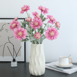 <b>Artificial</b> Flower <b>Bouquet</b> 3 Head Cosmos Flocked Silk High Simulation Home Decoration - Product Image 1