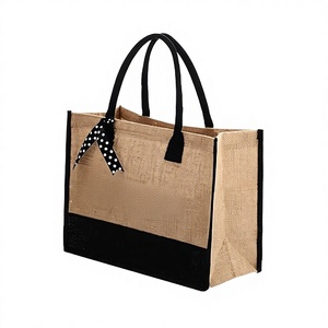 <b>Jute</b> Tote <b>Bag</b> with Letter Pattern Extra Large Size and Shoulder Strap for Organic Stores and Eco-Conscious <b>Shoppers</b> - Product Image 3