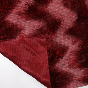 Diseño Sexy tejido 100% poliéster vino-rojo Pavo Real pelo flecos patrones poligonales tela Jacquard para ropa - Product Image 4