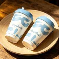 Gobelet en papier kraft biodégradable à double paroi, bleu, écologique, avec revêtement PE, qualité alimentaire, recyclable, impression de logo, pour café chaud