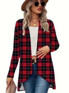 Femmes <span class=keywords><strong>moche</strong></span> noël Cardigan décontracté à manches longues flocons de neige imprimé ouvert devant hauts vacances manteaux pull cadeaux pour noël - Product Image 5