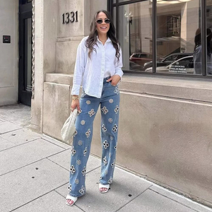 <span class=keywords><strong>Jean</strong></span> large <span class=keywords><strong>en</strong></span> denim élastique brodé et perlé, ajouré, tendance pour <span class=keywords><strong>femme</strong></span> - Product Image 6