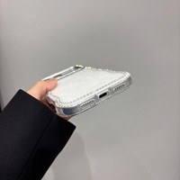 Coque de téléphone de luxe antichoc avec cadre 3D diamanté, paillettes et sequins aux couleurs unies pour iPhone 18 17 16 15 14 Pro 13 12 Pro Max