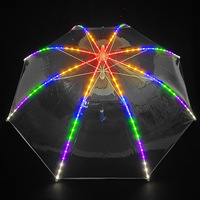 Parapluie de danse transparent à LED pour les fêtes sur scène, 8 baleines, effet lumineux de feux d'artifice, changement de couleur manuel, PVC, diamètre 103 cm