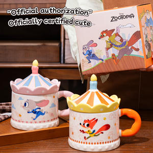 Mug en céramique <span class=keywords><strong>Disney</strong></span> Zootopia avec poignée et couvercle et boîte cadeau, ensemble de tasses à café écologiques pour les fêtes - Product Image 4