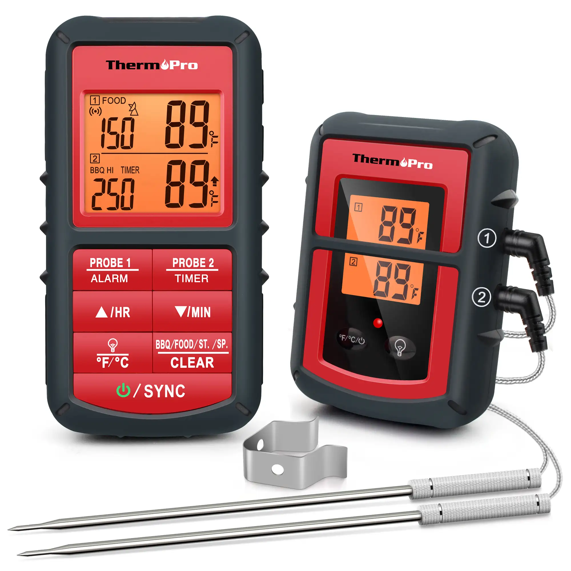 Termometro senza fili della carne di ThermoPro TP-08C, termometro di cottura a distanza della griglia di Digital del Barbecue dell'alimento con le sonde doppie
