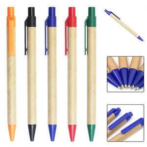 Custom School Office Promotional Stationery Gift <b>Pens</b> Eco-Friendly Kraft Paper Tube <b>Retractable</b> Ballpoint <b>Pens</b> With Plastic Clip - Product Image 4