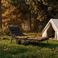 Lit pliant multifonctionnel avec matelas épais et rembourré, dossier réglable, lit de camp portable pour le camping