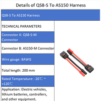Câble de charge haute intensité QS8-M à AS150-M, câble de batterie en silicone pour harnais d'alimentation RC Lipo, connecteur en cuivre
