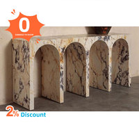 Tostone Vente directe Table console en marbre Calacatta Viola naturelle moderne pour salon d'hôtel Design d'arche élégant pour l'intérieur