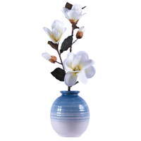 Fleur de magnolia artificielle réaliste avec pot en céramique pour la décoration de maison et de mariage pour les restaurants, la Saint-Valentin, la décoration intérieure