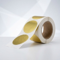 Étiquettes adhésives rondes découpées sur mesure, imperméables, dorées et bleues, sur rouleau, pour emballage cadeau, artisanat, branding, vente en gros B2B