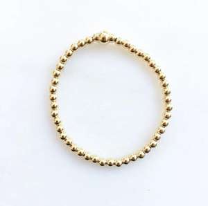 Bracelet en acier inoxydable argenté et doré pour femmes, personnalisable, extensible, cordon élastique, petit bracelet en perles dorées simples de 4 mm, vente <span class=keywords><strong>chaude</strong></span> - Product Image 2