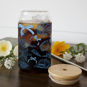 Vaso de vidrio de doble pared de 16 oz con diseño de viaje a los profundos del océano, pegatinas de transferencia UV DTF <span class=keywords><strong>para</strong></span> vasos, logo con diseño de ambiente tranquilo y curativo. - Product Image 3