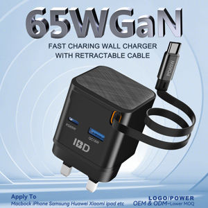 IBD Gan PD 65W 35W intrekbare kabel snellader OEM ODM US EU AU UK stekkertype c USB wandlader voor iPhone 15 telefoon laptop - Product Image 2