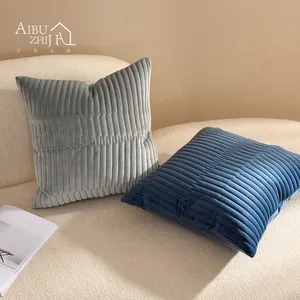 AIBUZHIJIA-fundas de almohada Morandi de Color liso, cubierta de cojín de terciopelo decorativa supersuave para sofá, casa de campo