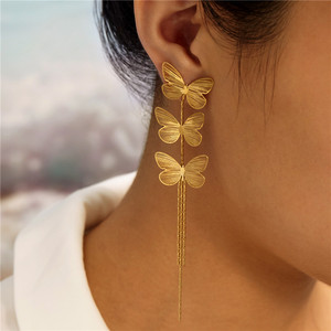 가벼운 럭셔리 복고풍 술 나비 귀걸이 스테인레스 스틸 패션 기질 다재다능한 디자인 스테인레스 스틸 귀걸이 - Product Image 2