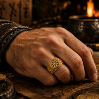 Bague JLM en acier inoxydable Viking Vegvisir pour homme, boussole runique nordique, amulette de motard, style rétro païen, cadeau bijou pour petit ami