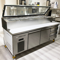 Table de Préparation Réfrigérée Commerciale, Température Unique, pour Pizzas, Salades et Sandwichs, Réfrigérateur, Équipement de Réfrigération Mécanique avec Refroidissement par Air