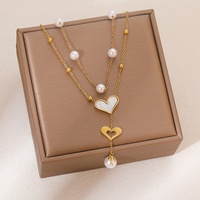 Chaîne multicouche en plaqué or PVD Offre Spéciale Collier d'amour en forme de cœur Pendentif étoile papillon Collier en acier inoxydable avec perle et diamant