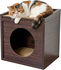 <b>Cat</b> House for Indoor <b>Cats</b> – <b>Cat</b> Condo with 5X Longer-Lasting Cardboard Scratcher, 2 Scratcher Levels, Hideout & <b>Top</b> Lounge - Product Image 1