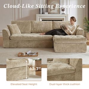 Nouveau Canapé Modulaire en L Compressé 2026 pour Salon, Canapé Chenille Sans Armature Effet Nuage, Sans Assemblage, avec Chaise Longue - Product Image 3