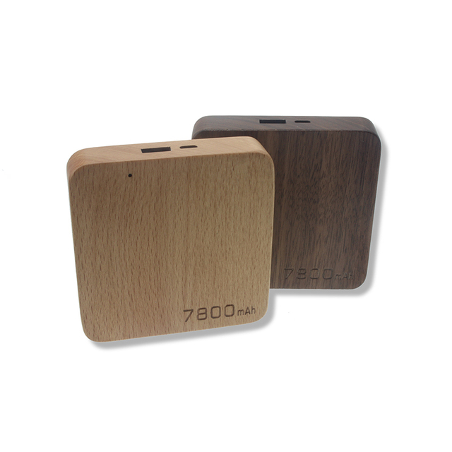 Digital Exports Custom Square Style 7800 Mah High Capacity Portable Power Bank Wood Mobile Phone Battery Power Bank
