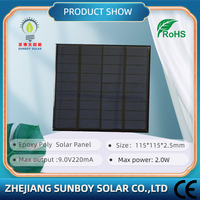 Module de panneau solaire SUNBOY 2W PERC 115*115MM 2BB 18-18,5% d'efficacité pour système de batterie 9V
