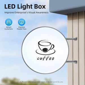 Letrero Luminoso LED Redondo de Doble Cara, Impermeable, para Montaje en Pared, para Publicidad Exterior en Cafés, Bares y Restaurantes - Product Image 4