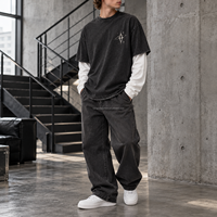 T-shirt vintage délavé pour homme, coupe oversize décontractée, style streetwear, manches courtes, t-shirt en coton coupe ample, vêtements personnalisables avec logo