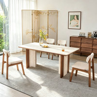 Table à manger en marbre et bois massif, design artistique, pour salle à manger de club de luxe ou villa