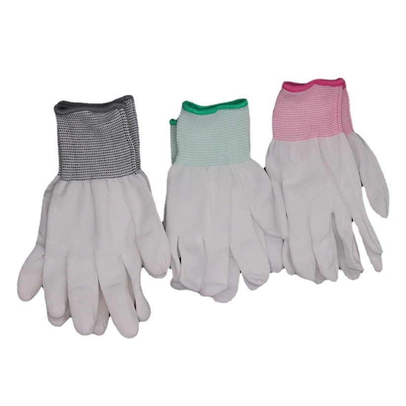13-Pin Nylon Gloves with Latex Coating White Electronic Factory Labor Protection Gloves Bodhi Polished Wen Play Oil Handstring