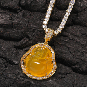 Hip Hop Ha Ghiacciato Fuori Rosa Rosso Verde Agata Buddha di Giada <span class=keywords><strong>Pendente</strong></span> Della Collana BaguetteCZ Rapper Dei Monili <span class=keywords><strong>per</strong></span> le Donne Degli Uomini - Product Image 3