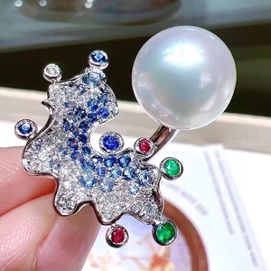 S925 Pure Silver Natural Freshwater <b>Pearl</b> <b>Ring</b> for Spring/Summer 10-9MM Round with Micro Flaws Versatile for Commuting - Product Image 4