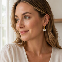 Boucles d'oreilles pendantes tendance en acier inoxydable plaqué or 18 carats PVD avec breloque coquillage soleil et perle, bijoux fantaisie pour femme, cadeau