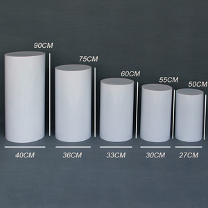 Suministros de decoración de boda modernos Juego de soporte de pedestal de pastel de accesorios de mesa de postre cilíndrico de metal blanco - Product Image 2