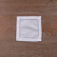 6 pouces Dîner Hemstitch Cocktail Serviette Lavable Lin Mouchoir