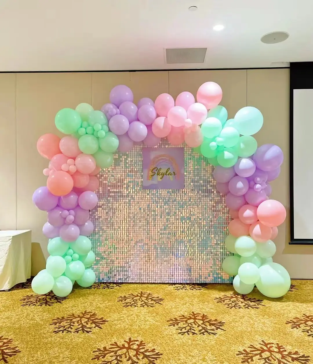 Painéis de parede personalizados de lantejoulas, painéis de parede brilhosos, decorações de casamento, backdrop, em estoque