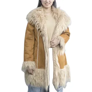 Women sheepskin leather Jacket With Suede Synthetic Rabbit Fur Sale High Quality Satisfaction Guarantee