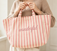 Sac fourre-tout pour femme en toile de coton réutilisable, pliable, imprimé d'un motif géométrique, fermeture éclair moyenne, grand format, pour le bureau et les voyages