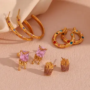 Shining Zircon Jewelry Set Earrings Women Wholesale Earrings Mixed Lot Gold Plated Jewelry Bulk