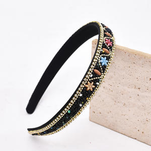 Bandeau perlé fait à la main en alliage acrylique bohème avec motif de fleurs en strass turquoise coloré pour femmes mariage 14cm - Product Image 6